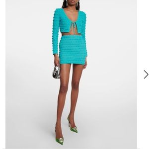 NWT: SELF-PORTRAIT size small Embellished striped knit mini skirt in blue